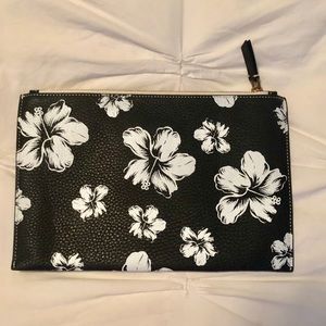 JCrew -Large pouch floral printed Italian leather